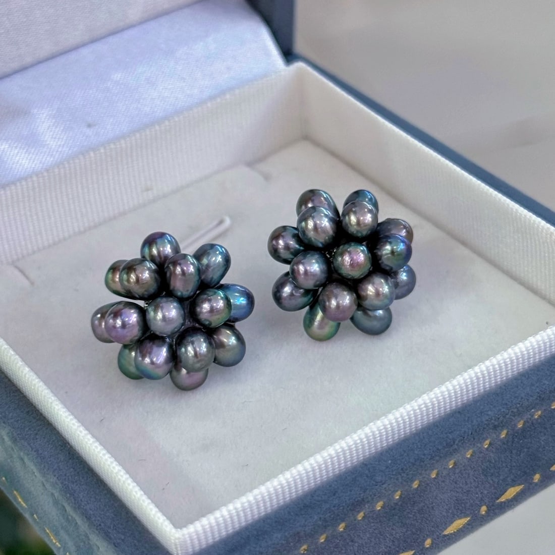 Natural Black Pearl Earrings - 3