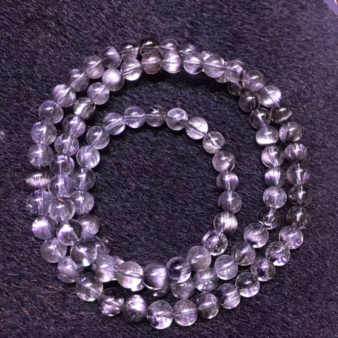 Black Silver Titanium Natural Bead Bracelet - 2