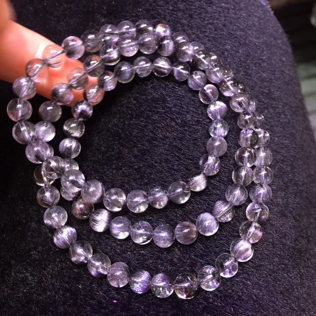 Black Silver Titanium Natural Bead Bracelet - 3