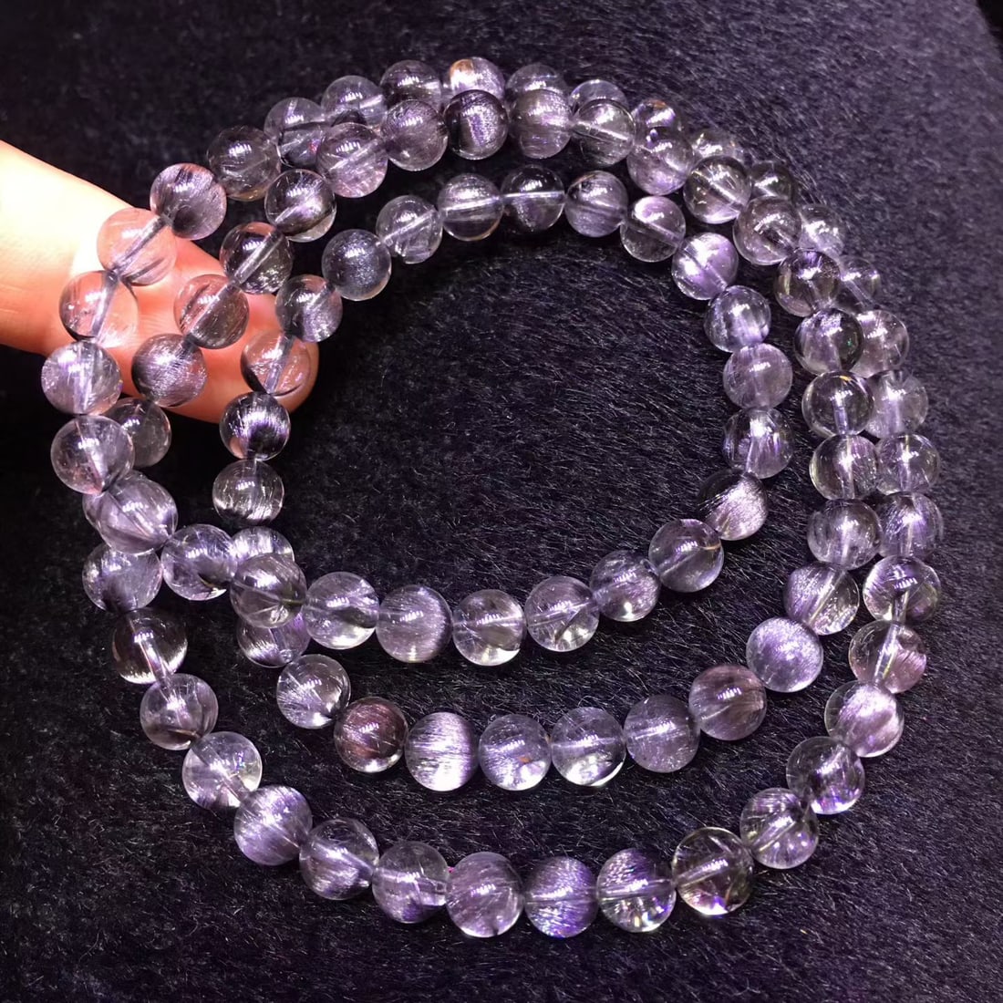 Black Silver Titanium Natural Bead Bracelet - 4