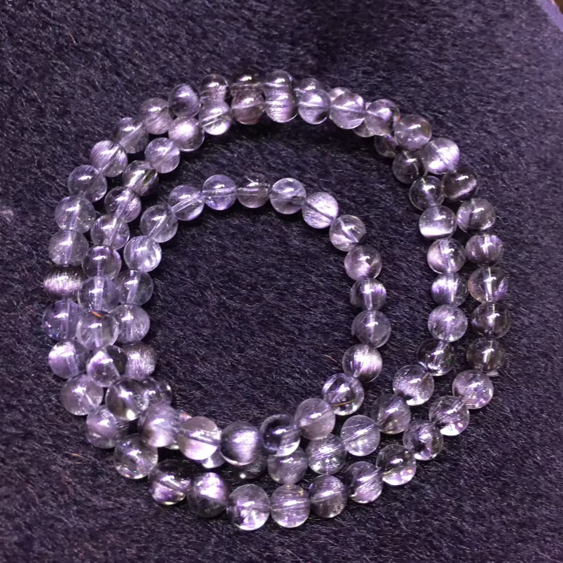 Black Silver Titanium Natural Bead Bracelet - 5