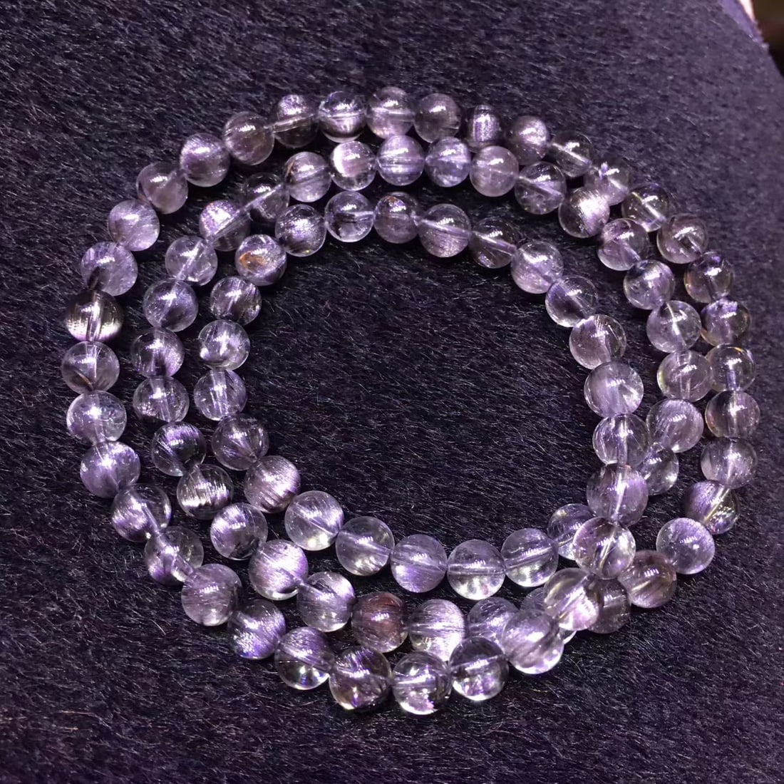 Black Silver Titanium Natural Bead Bracelet - 6