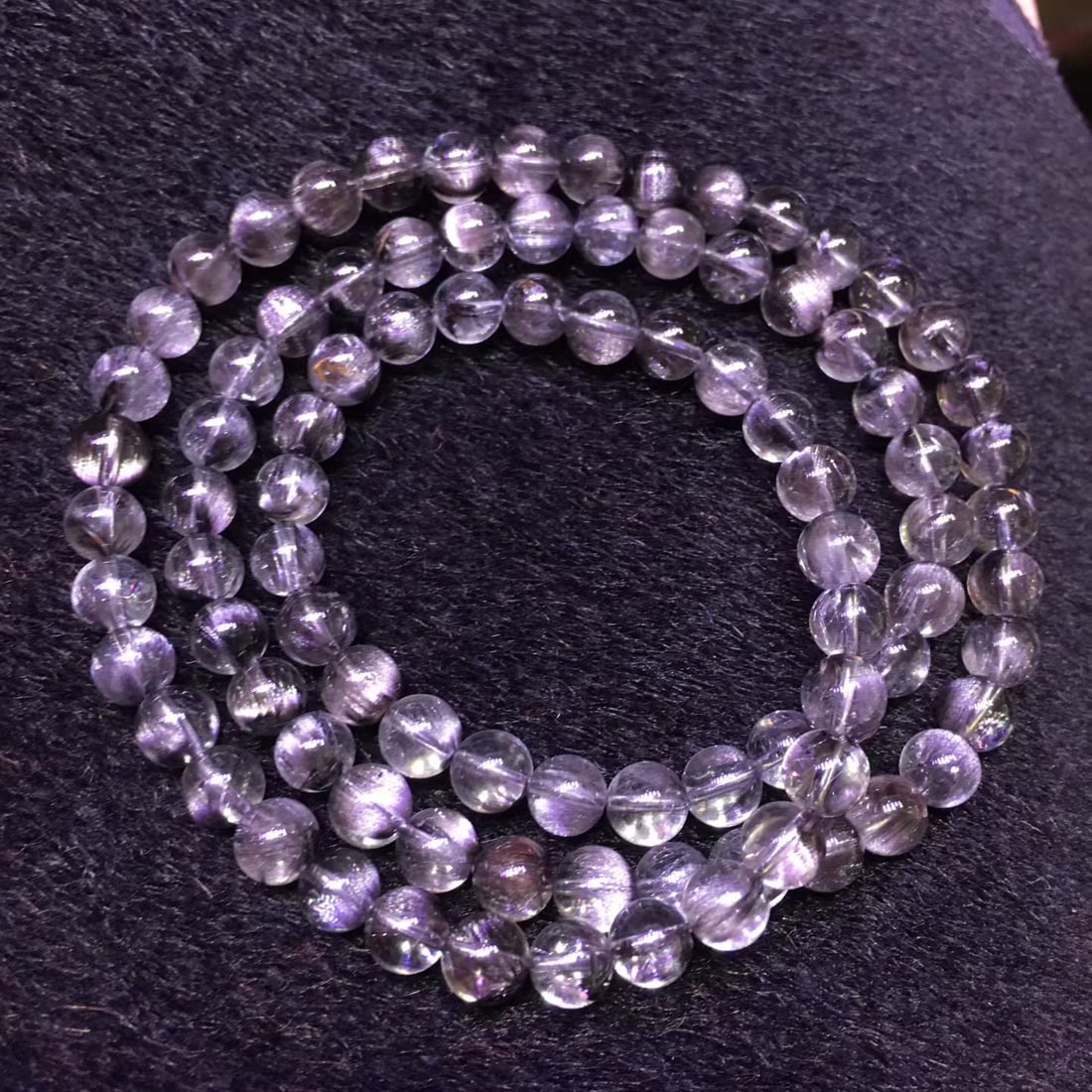 Black Silver Titanium Natural Bead Bracelet - 7