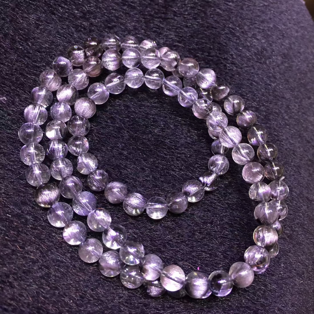 Black Silver Titanium Natural Bead Bracelet - 8
