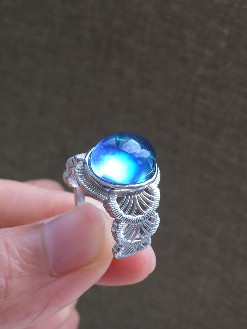 925 Silver Natural Aquamarine Ring - 7