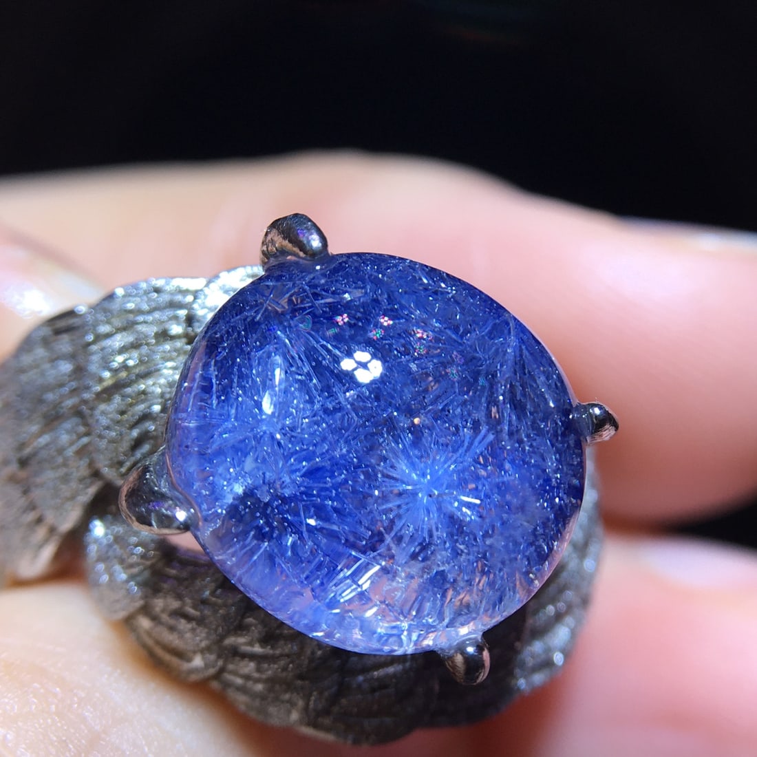 Natural Blue Fluorite Ring - 10