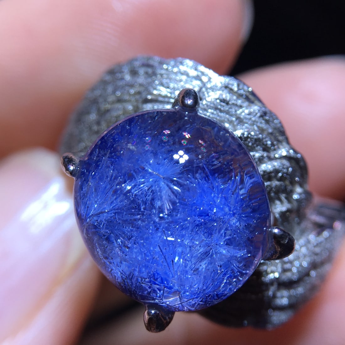 Natural Blue Fluorite Ring - 4