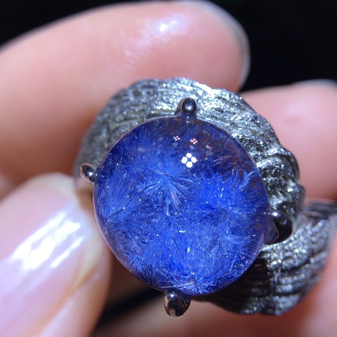 Natural Blue Fluorite Ring - 5