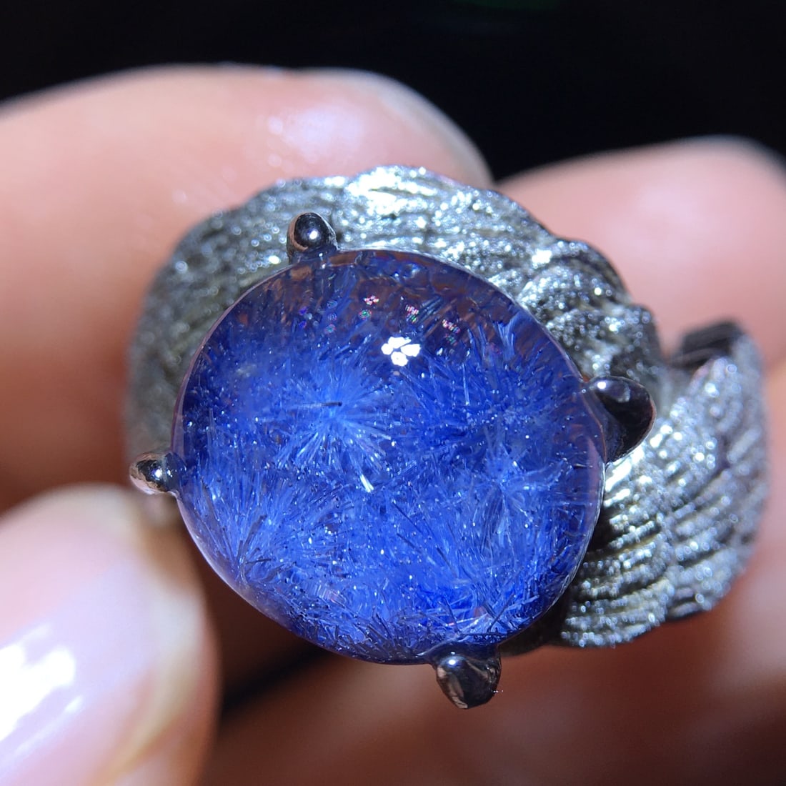 Natural Blue Fluorite Ring - 6