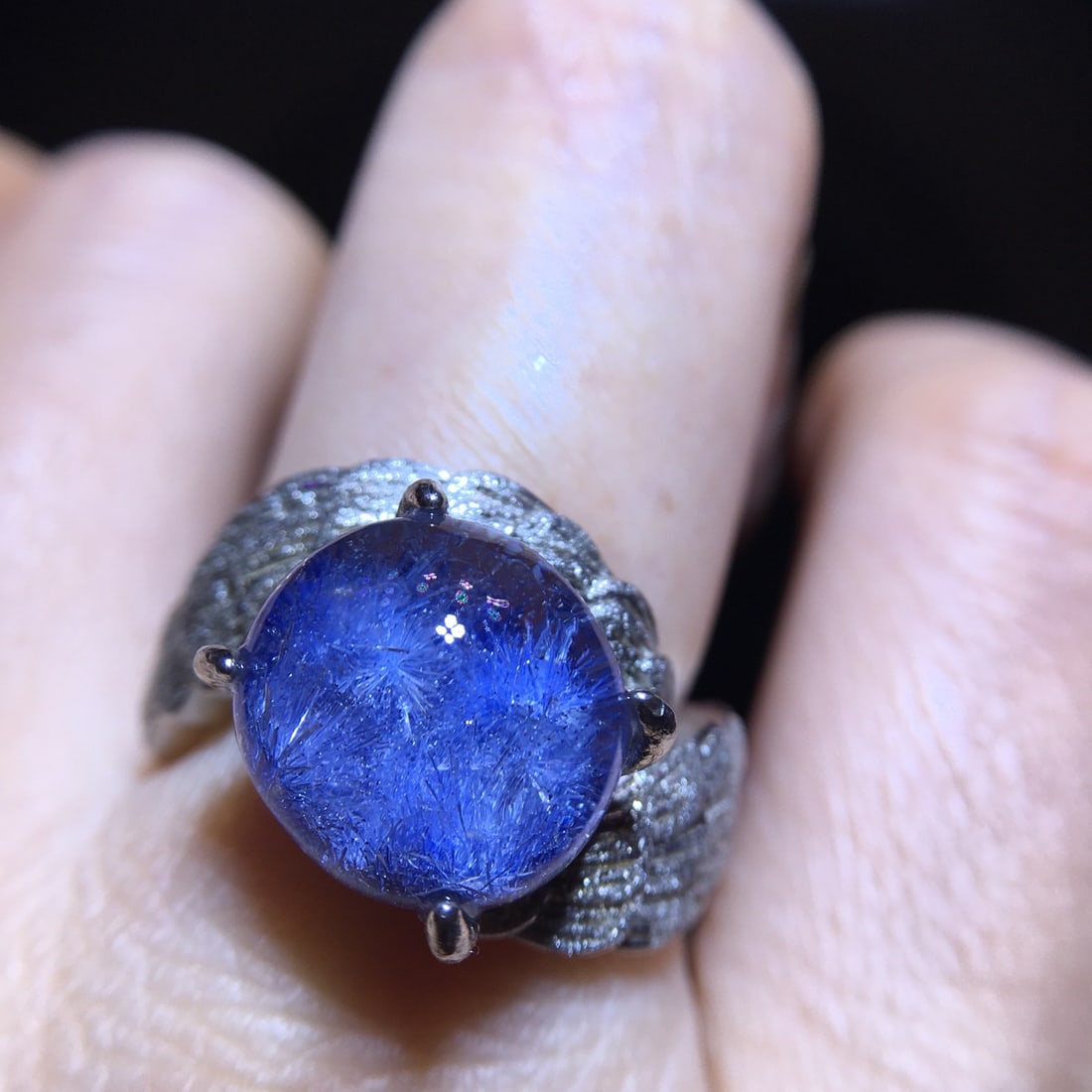 Natural Blue Fluorite Ring - 7