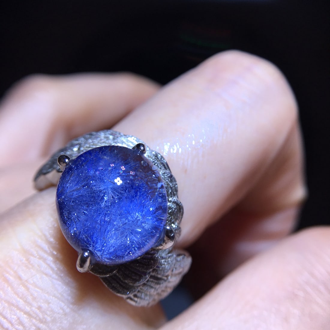 Natural Blue Fluorite Ring - 8