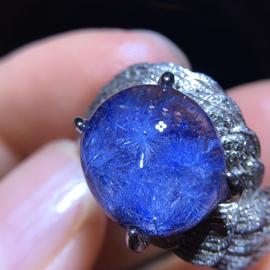 Natural Blue Fluorite Ring - 9