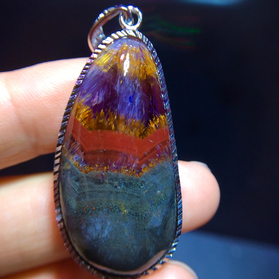 Natural Purple Titanium Water Drop Pendant - 2