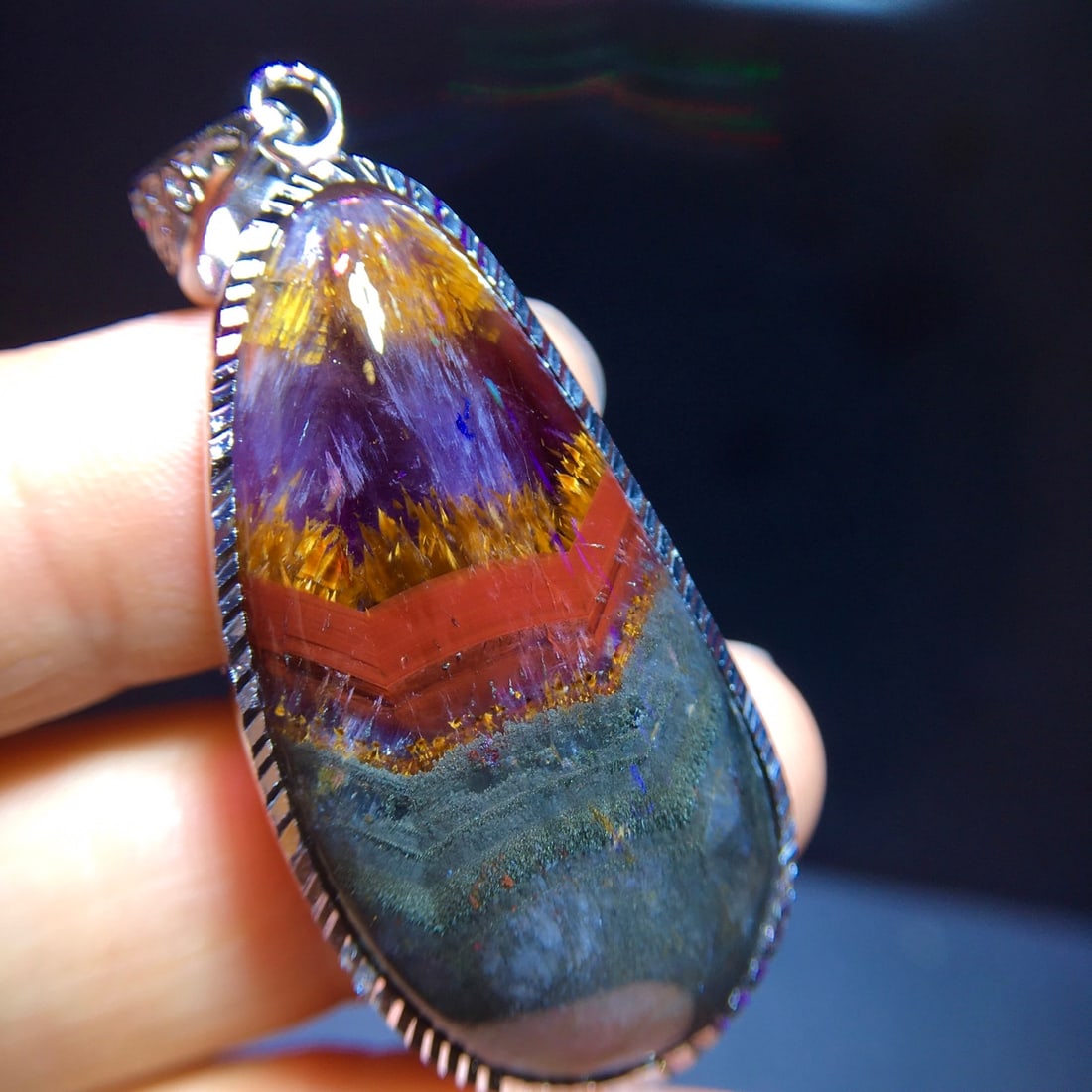 Natural Purple Titanium Water Drop Pendant - 3