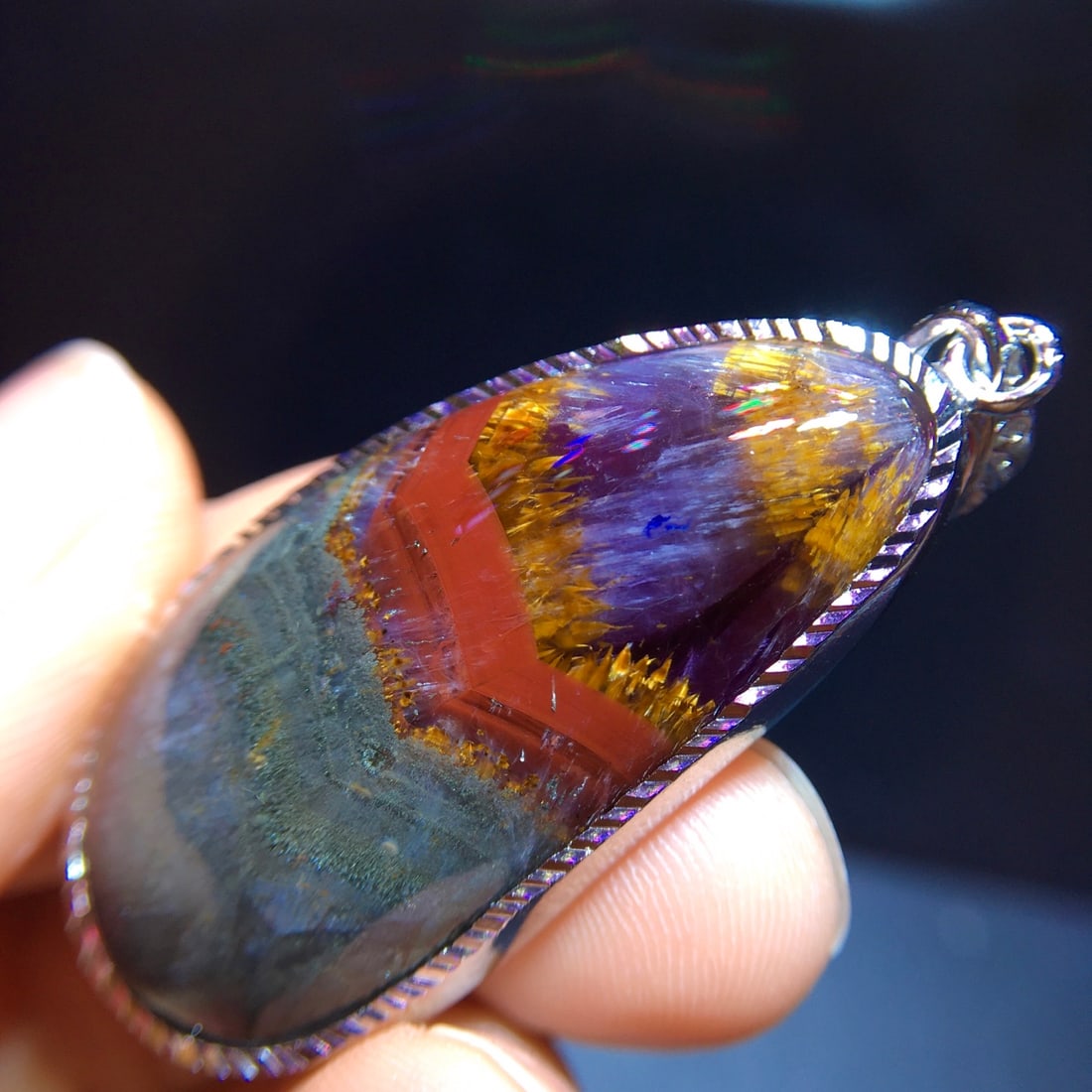 Natural Purple Titanium Water Drop Pendant - 4