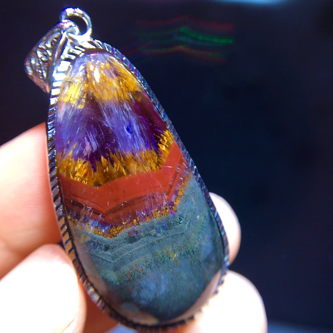 Natural Purple Titanium Water Drop Pendant - 5