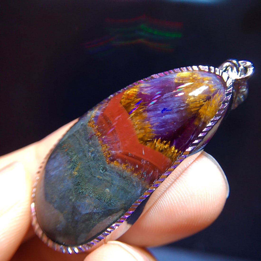 Natural Purple Titanium Water Drop Pendant - 6