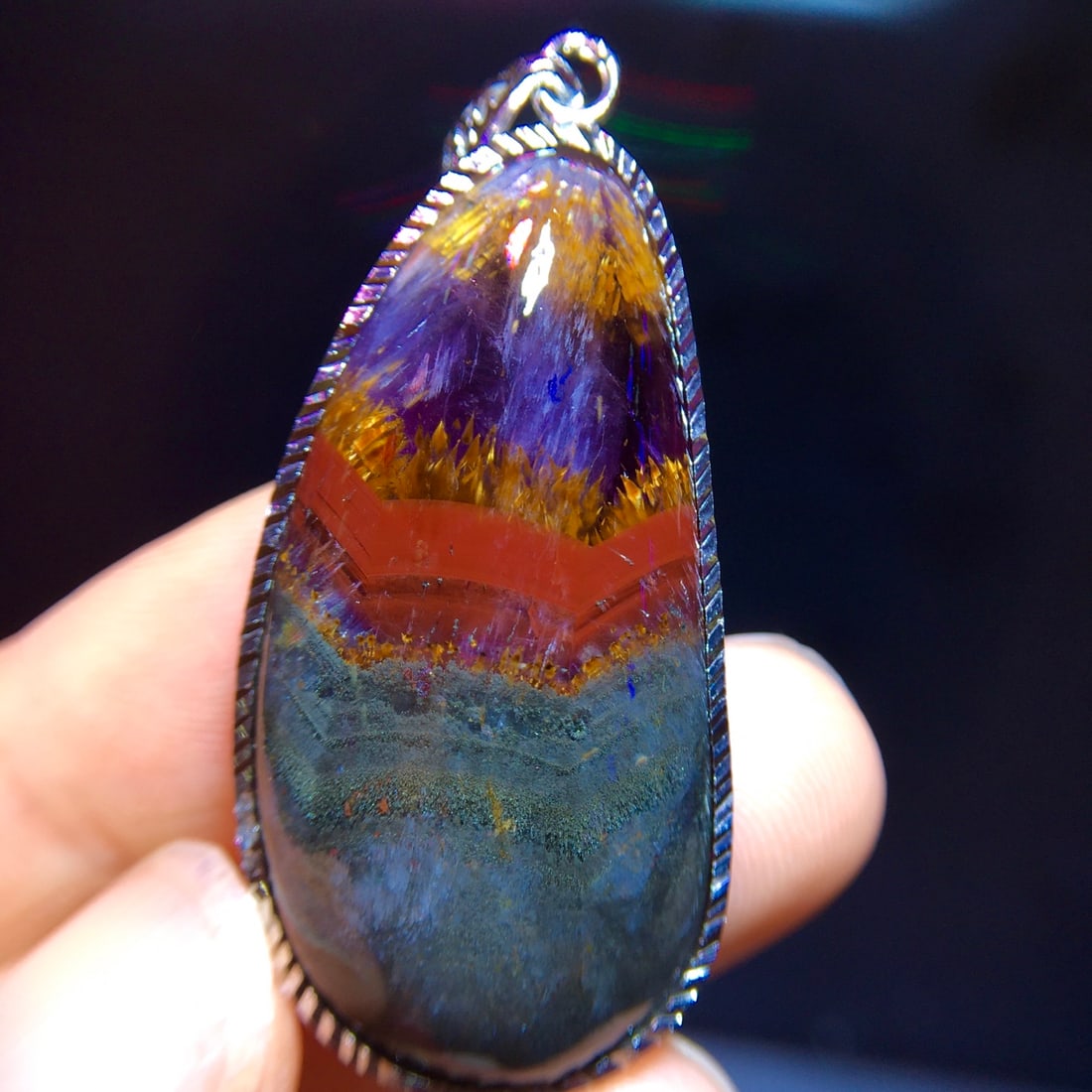 Natural Purple Titanium Water Drop Pendant - 7