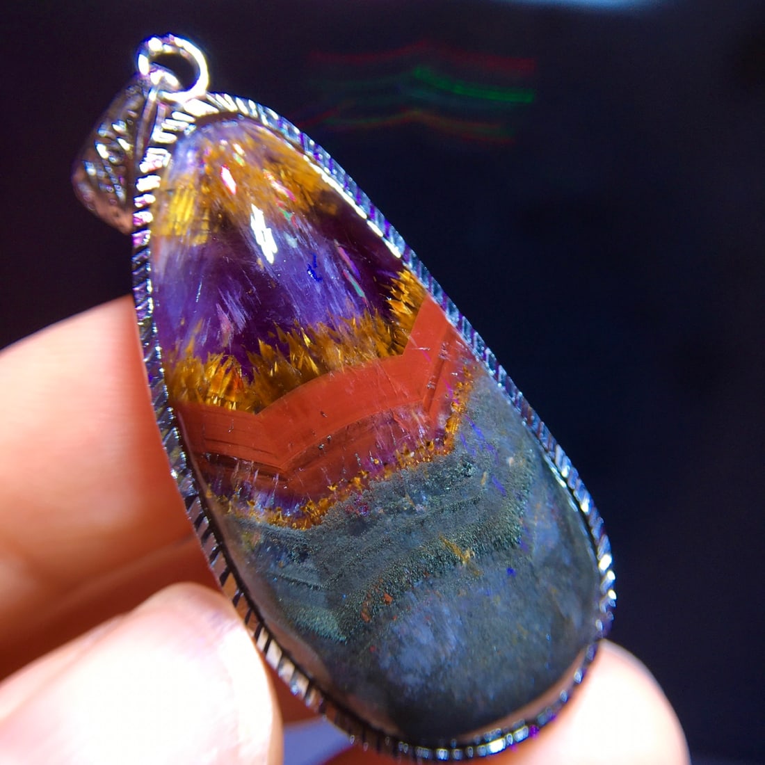 Natural Purple Titanium Water Drop Pendant - 8
