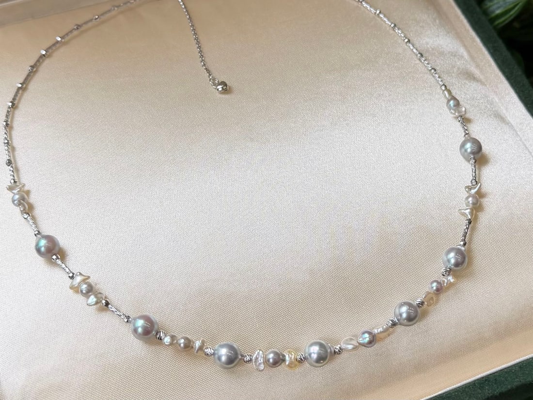 S925 Silver Natural Sea Water Pearl Necklace - 2