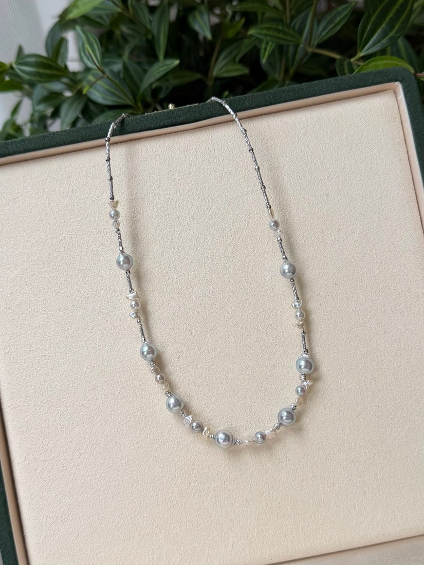 S925 Silver Natural Sea Water Pearl Necklace - 3