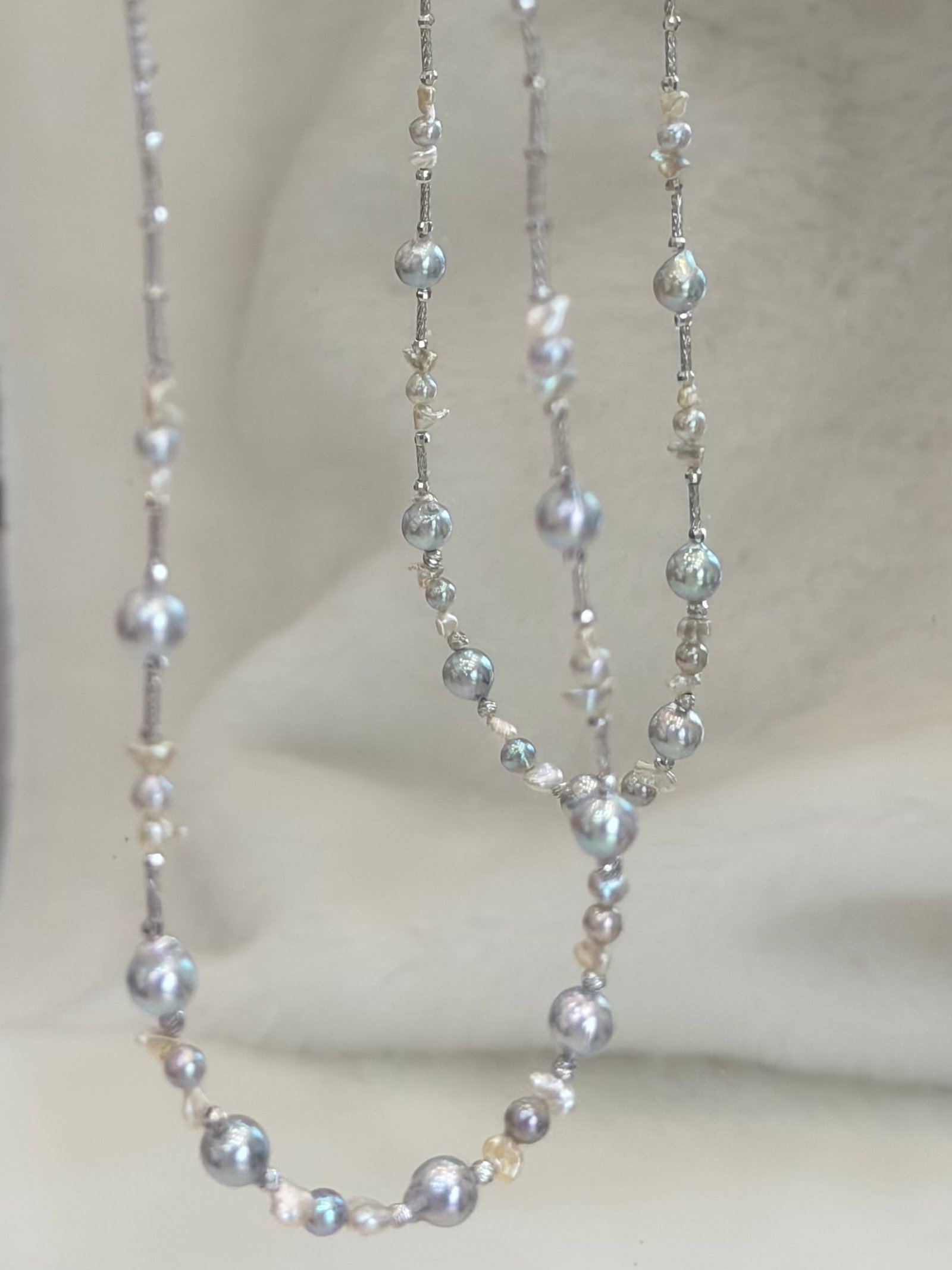 S925 Silver Natural Sea Water Pearl Necklace - 5