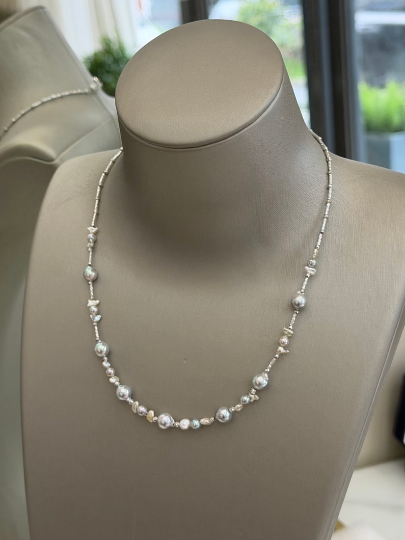 S925 Silver Natural Sea Water Pearl Necklace - 6