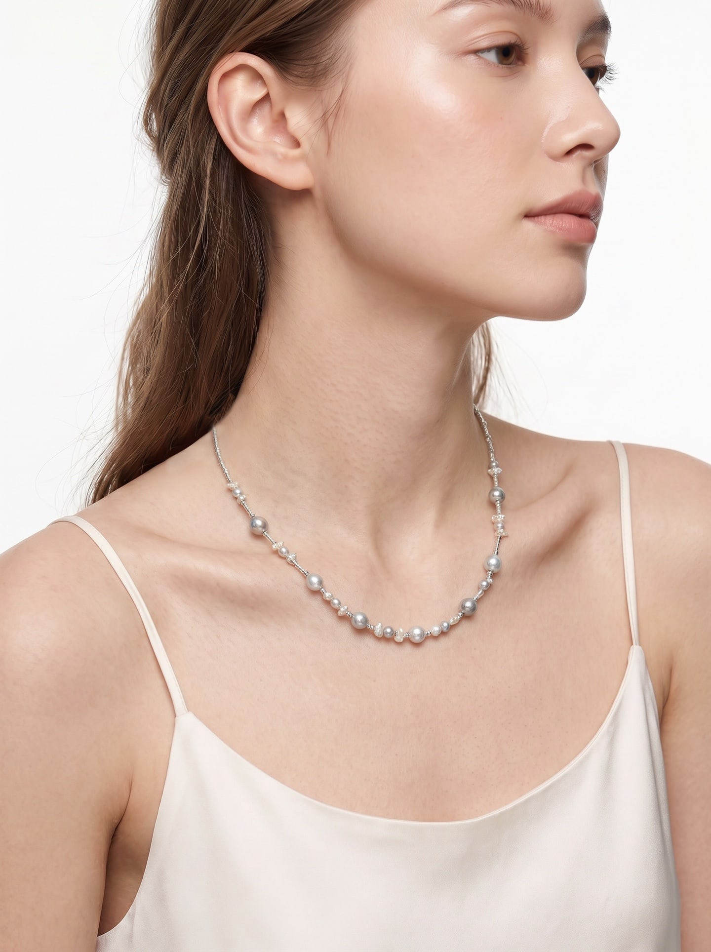 S925 Silver Natural Sea Water Pearl Necklace - 8