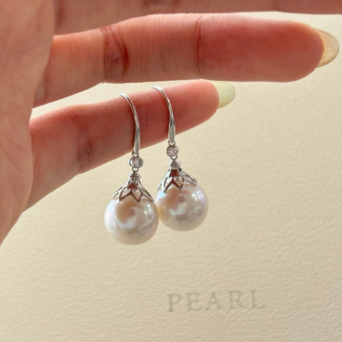 S925 Silver Strong Luster Freshwater Pearl Earrings - 2