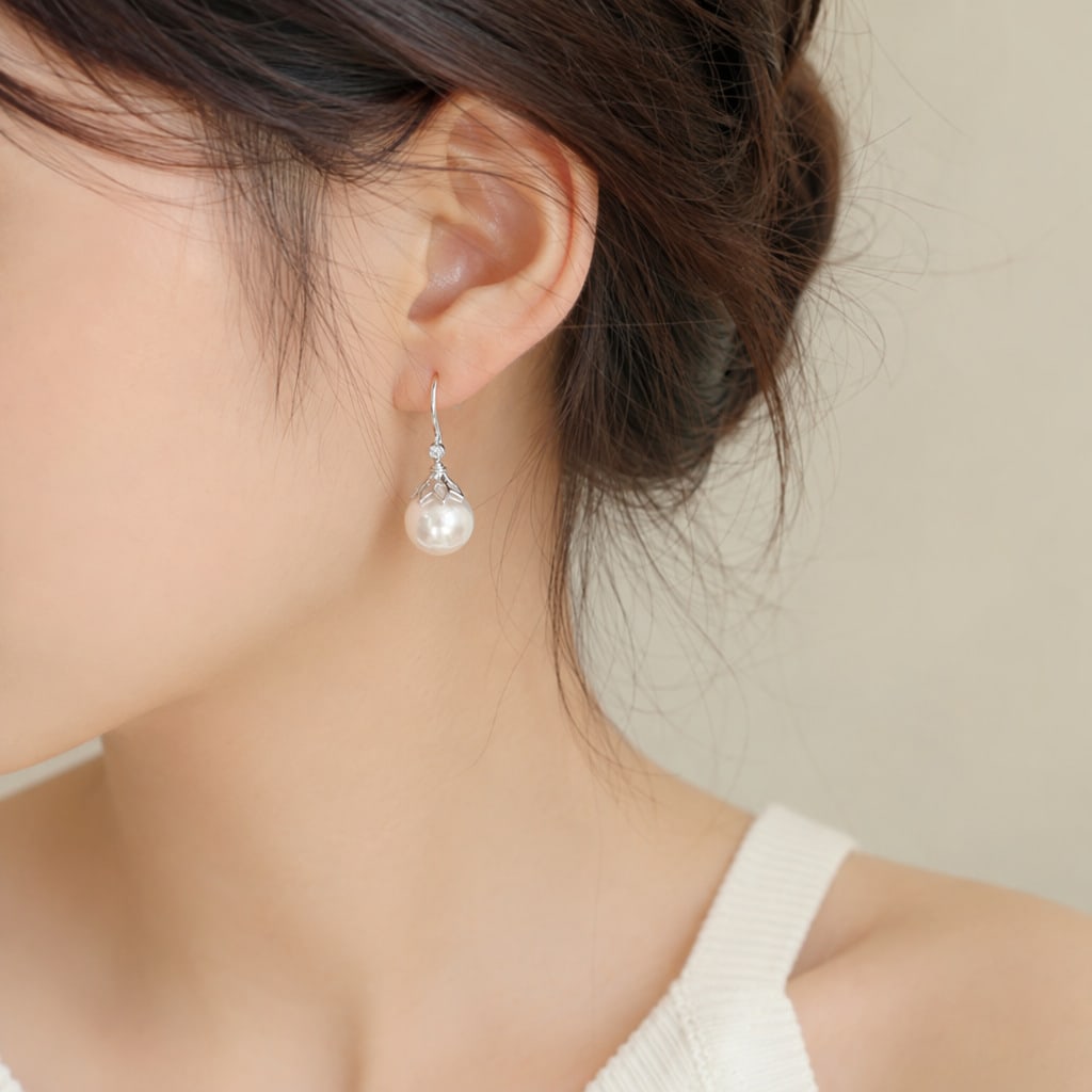S925 Silver Strong Luster Freshwater Pearl Earrings - 4