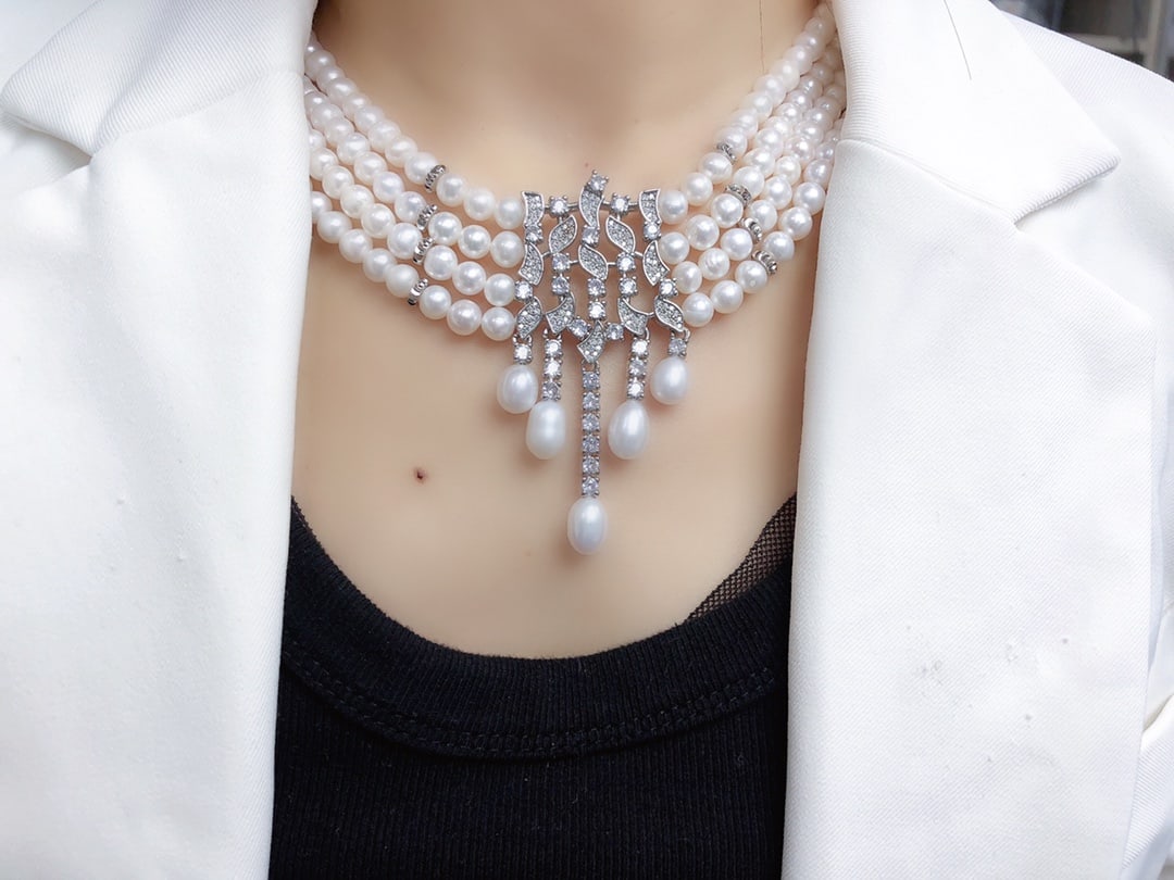 Natural White Pearl Necklace - 3