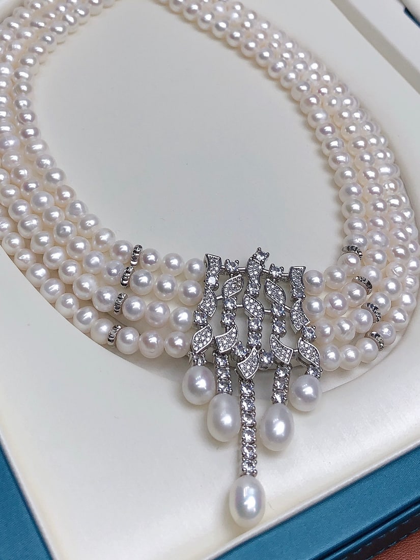 Natural White Pearl Necklace - 4