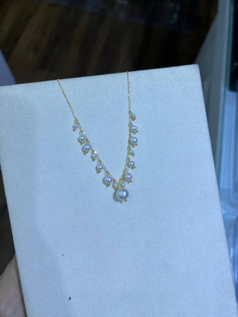 Aurora White Pearl Gradient Collar Chain - 2