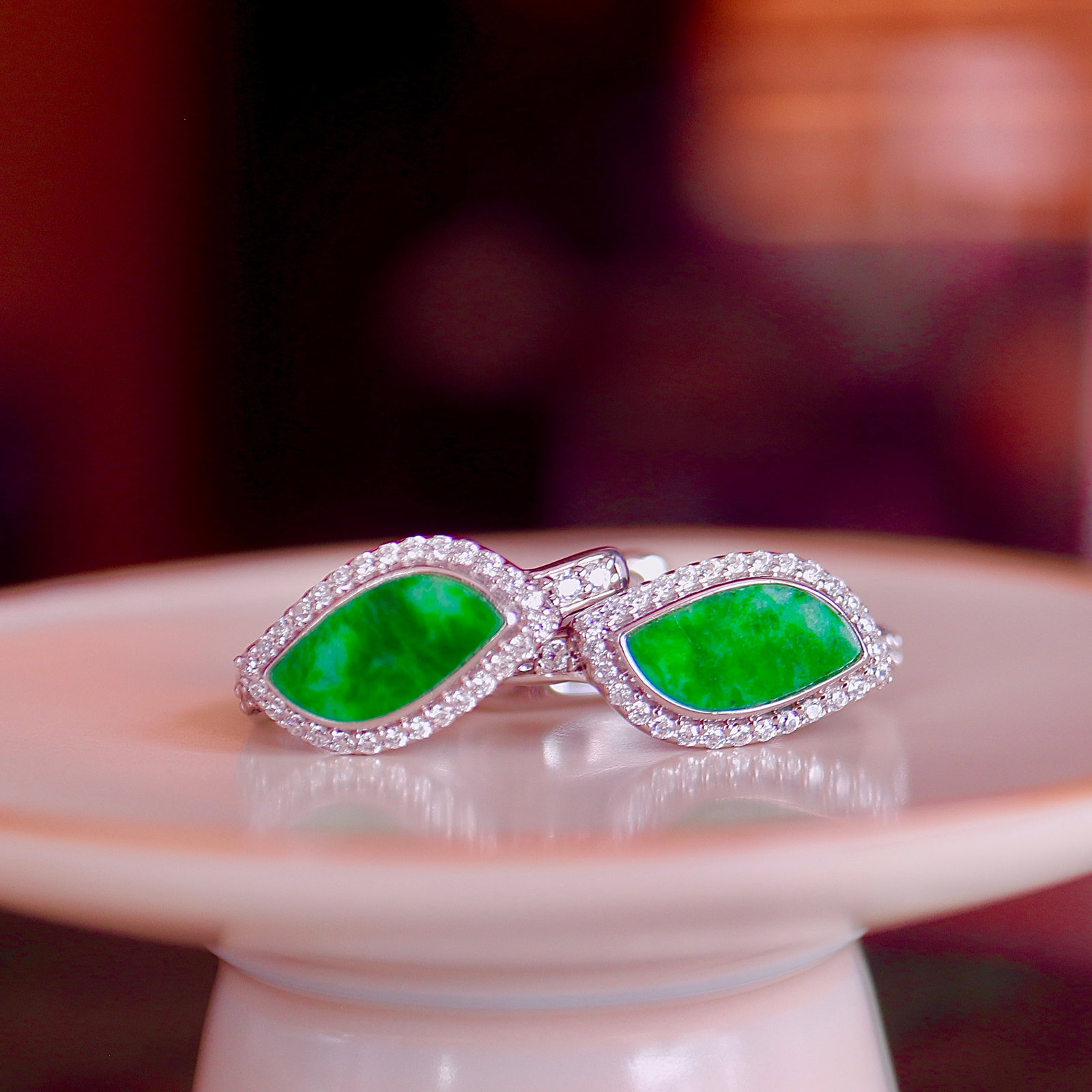 Natural Full Green Jade Ear Bags - 5