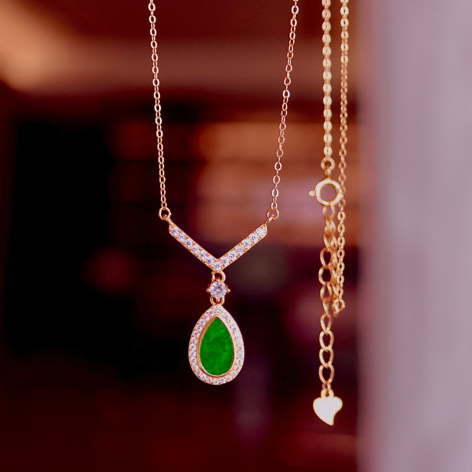 Natural Jadeite Water Drop Necklace (1 of 9)