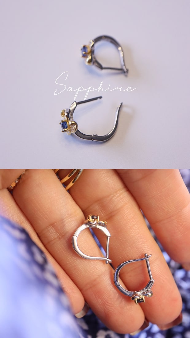 Natural Sapphire Earrings - 5