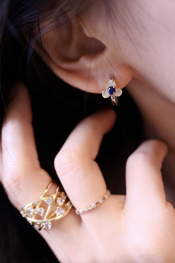 Natural Sapphire Earrings - 6