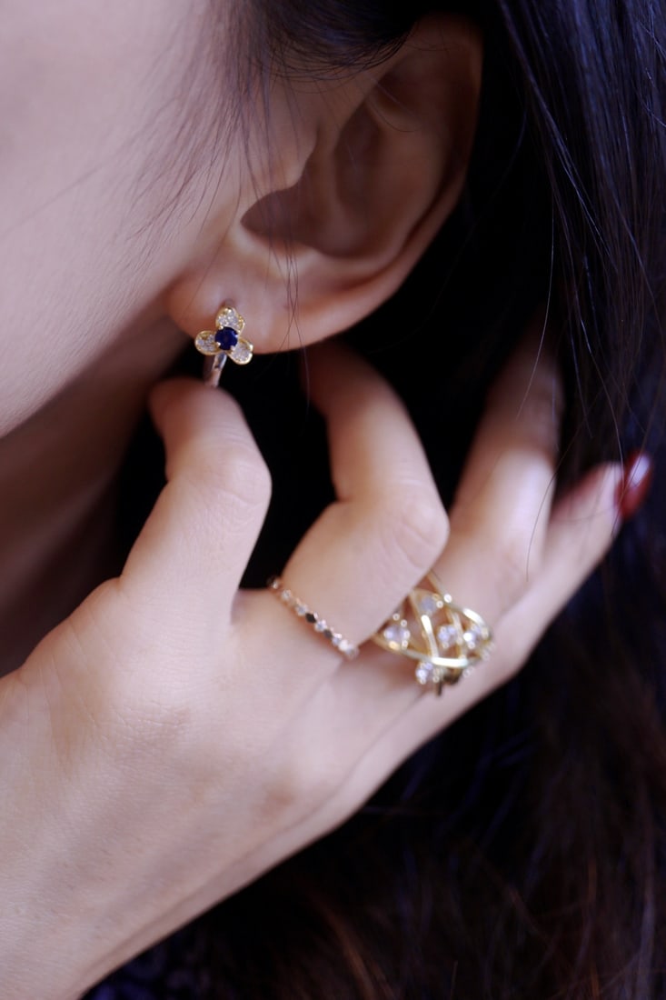 Natural Sapphire Earrings - 8