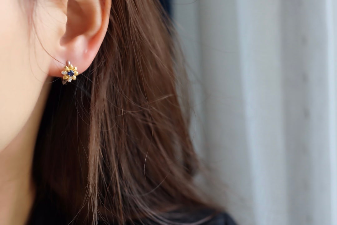 Sterling Silver Natural Sapphire Ear Clips - 4