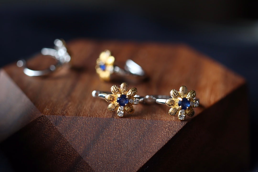 Sterling Silver Natural Sapphire Ear Clips - 5