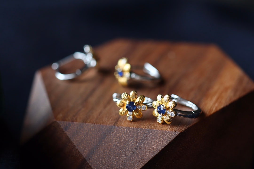 Sterling Silver Natural Sapphire Ear Clips - 8