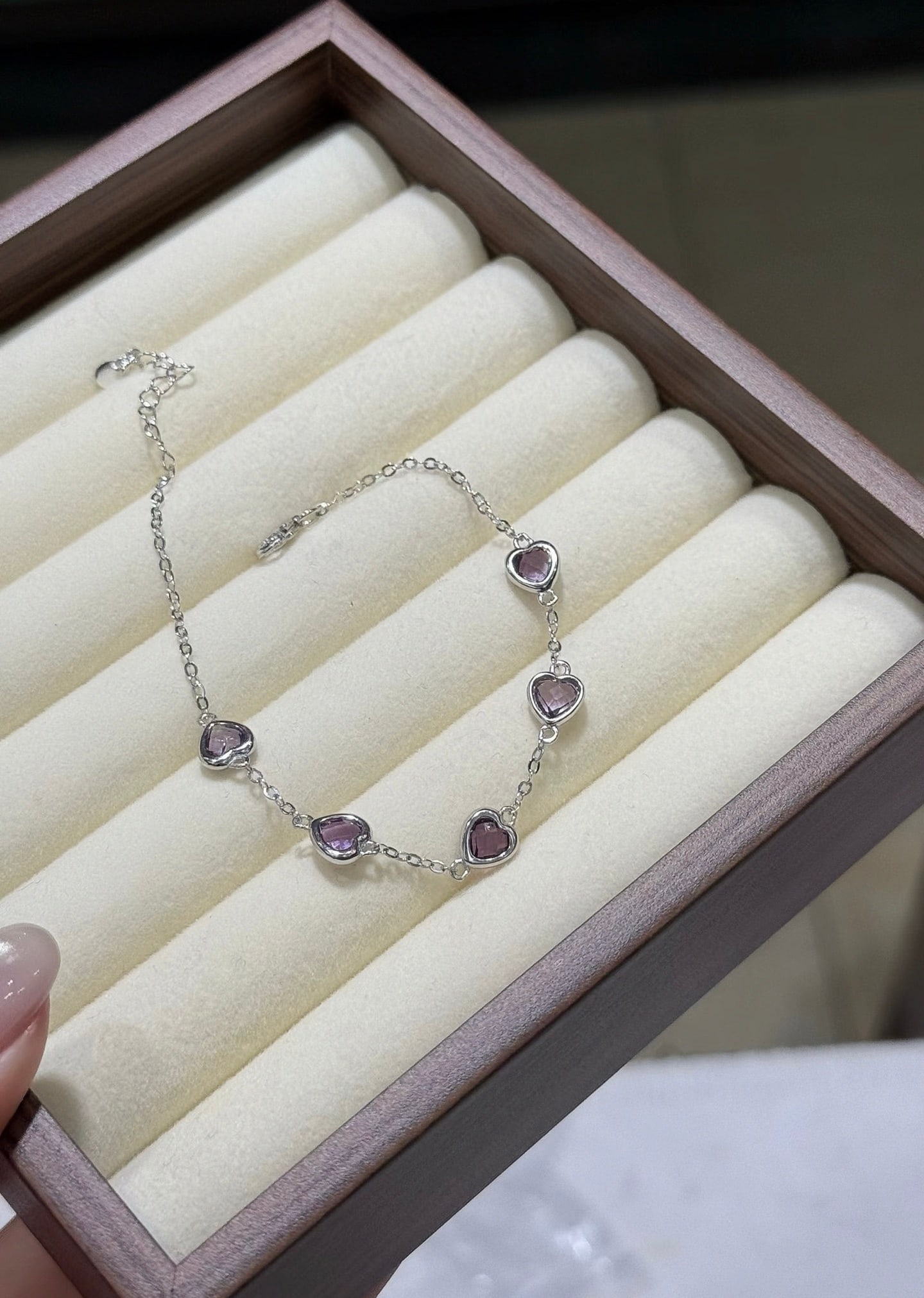 925 Silver Natural Aquamarine Amethyst Bracelet - 2
