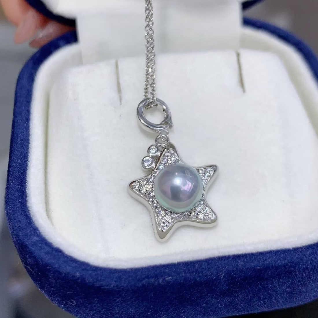 Sterling Silver Flawless Sea Water Pearl Starfish Pendant - 2