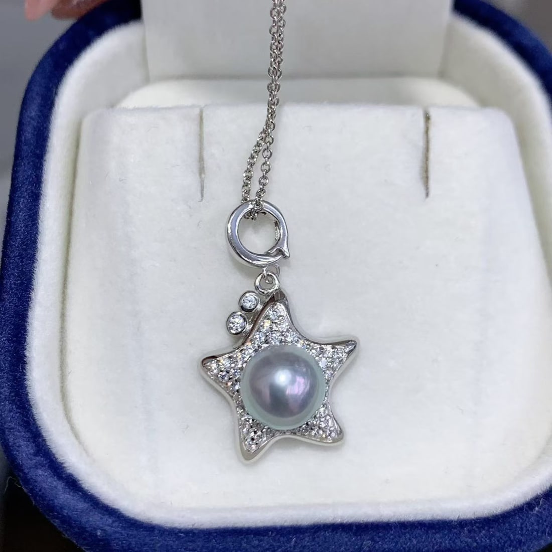 Sterling Silver Flawless Sea Water Pearl Starfish Pendant - 4