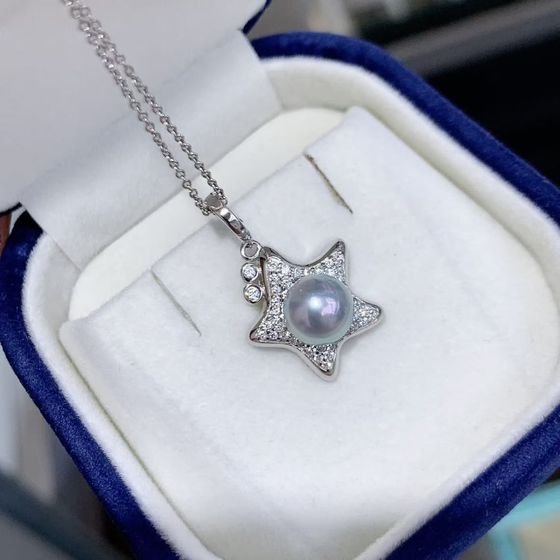 Sterling Silver Flawless Sea Water Pearl Starfish Pendant - 5