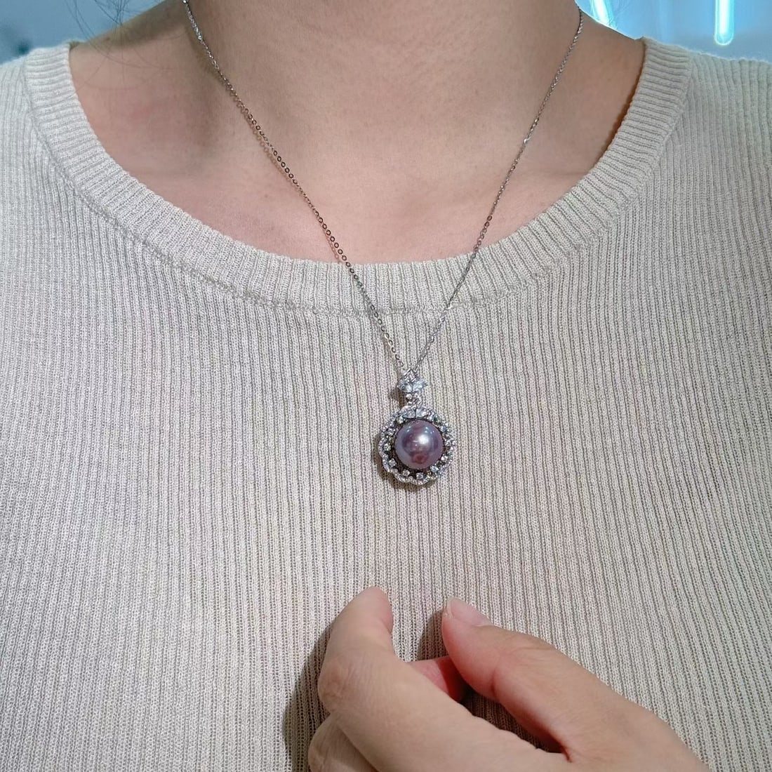 Natural Purple Edison Pearl Pendant - 3