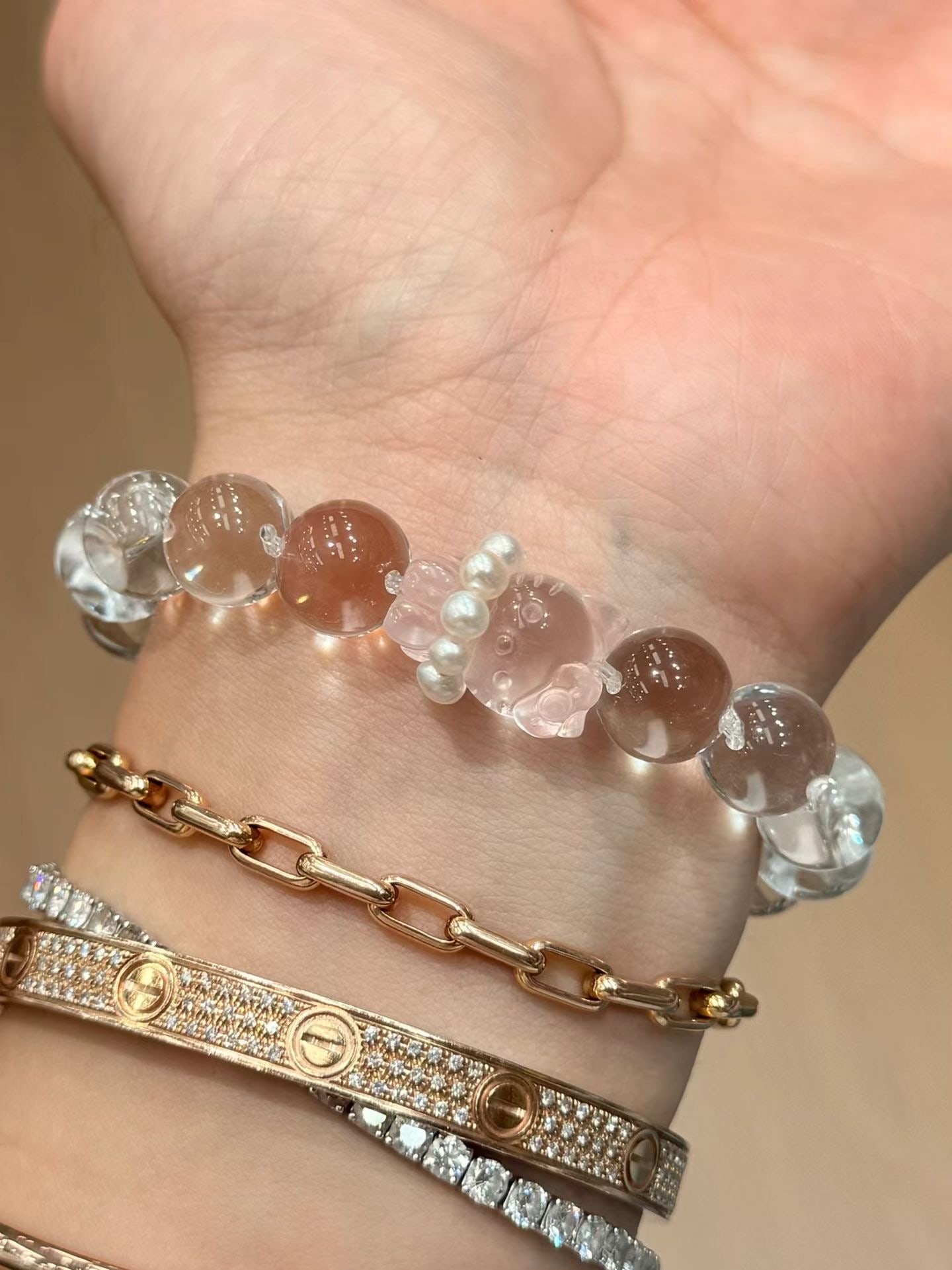 Natural White Water Bead Bracelet - 5