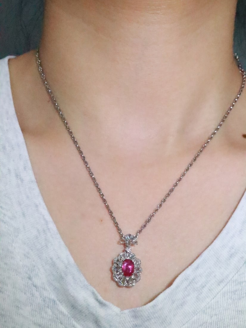 PT950 Natural Unheated Ruby Pendant - 6