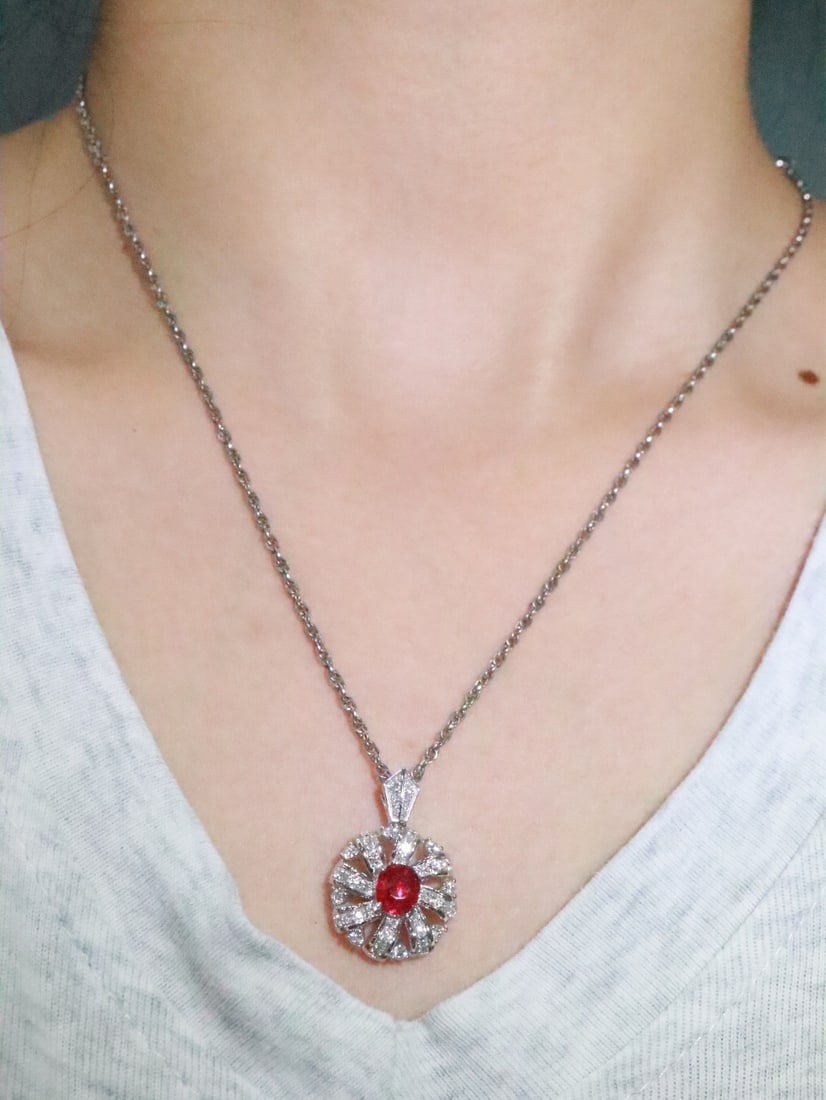 PT950 Natural Unheated Ruby Pendant - 5