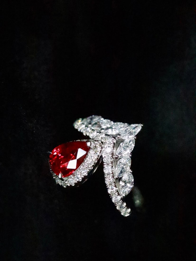 PT950 Natural Unheated Pigeon Blood Ruby Ring - 3